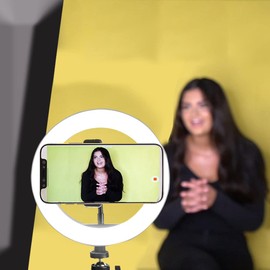 Vivitar 8 Inch LED Ring Light with Tripod Stand and Cell Phone Holder, Video Lighting for Streaming and Vlogging, USB Powered Desk Light for Live Streaming Makeup Photography Shooting, White