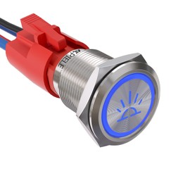 APIELE Interior Lights Switch, ON Off SPST Rocker Toggle Switch Stainless Steel 10A 12V 24VDC Pre-Wired 19MM 0.74" Install Sizefor Car Boat Truck (Interior Lights)