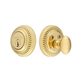 Nostalgic Warehouse Rope Rosette Single Cylinder Deadbolt, Unlacquered Brass