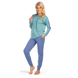 Consult-Tex DW770 Women's Pyjamas Leisure Suit Homewear Suit Jogging Suit Pyjamas Cotton Zip, blue