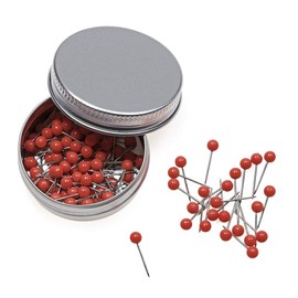 Tupalizy 1/8-Inch Map Tacks Plastic Beads Head, Steel Point, 120-count (Red)