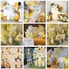 Iydamc Honeycomb Arched Fabric Backdrop Covers for Bee Day Party