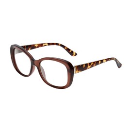 Calabria Sophia Blue Light Reading Glasses +2.25 Brown Crystal Tortoise Havana Womens Trendy Computer Readers Gaming TV Work