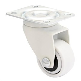 WAGNER Design - 3C - 01222601 Swivel Castor / Furniture Castor - White, Soft Tread Diameter 25 mm, Height 40 mm, Mounting Plate 30 x 40 mm, Load Capacity 12 kg