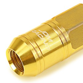 DNA MOTORING LN-ZTL-9015-15-GD 16Pcs M12 x 1.5 21mm OD/50mm Height Aluminum Open End Lug Nuts w/ 4 x Lock Nut, 1 x Lock Nut Key (Gold)