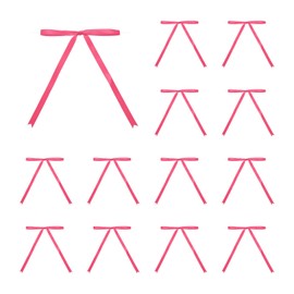 MECCANIXITY 100 Pcs 5x7" Twist Tie Bows Satin Ribbon Bows Wrapping Bows for Craft DIY Sewing Wedding Decor Birthday Party Treat Bags Rose Red