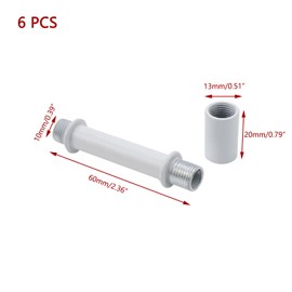KUMGROT Straight Pipe Lamp Stem Kit with Connector 2.36"/60mm Finish Lamp Rod Kit M10 Lamp Rod Hardware Light Fixture Parts Replacement, 6 PCS