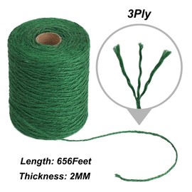 Vivifying Vivifying Garden Twine, 656 Feet 2mm Green Plant Ties, Strong Jute Twine String for Climbing Plants, Tomatoes, Floristry, Crafts