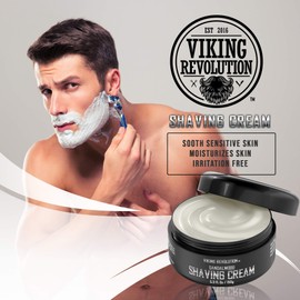 Viking Revolution Viking Revolution Luxury Shaving Cream for Men- Sandalwood Scent - Soft, Smooth & Silky Shaving Soap - Rich Lather for the Smoothest Shave - 5.3oz