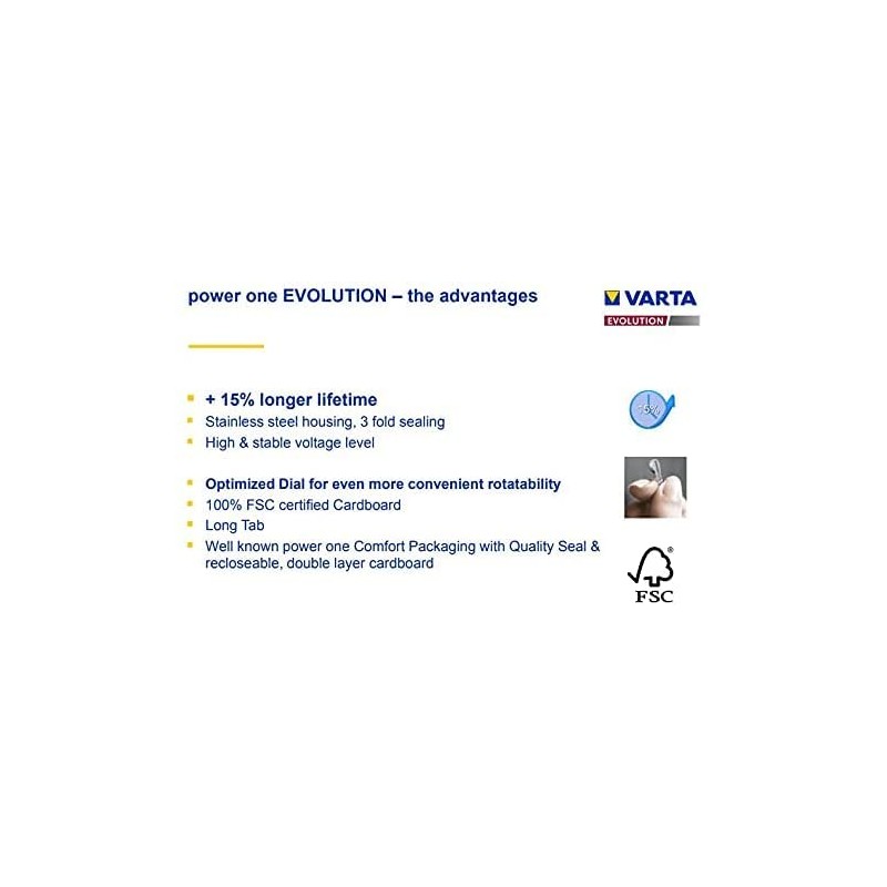 Power One Evolution Size 312 Hearing Aid Batteries, 60 p312