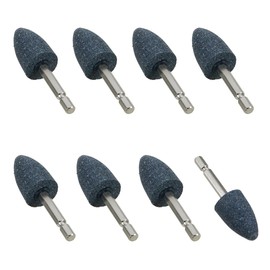 HONGUIS 8 Pcs Cone Shape Mounted Grinding Stone,1/4" Hex Shank, 1" x 1-5/8" Aluminum Oxide Grinding Point for Sharpening, Deburring, Rust Removal (25mm x 40mm)