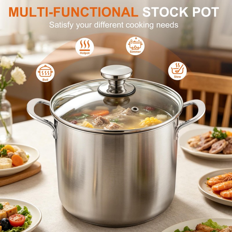 P&P CHEF 8 Quart Stock Pot with Lid, 8 Qt