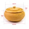 Hand-Woven Round Rattan Storage Basket with Lid – 8.6x5.1 Inch