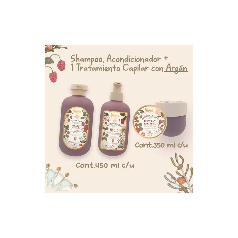 Kit Shampoo+mascarilla+acondicionador Repara Y Restaura Yuya