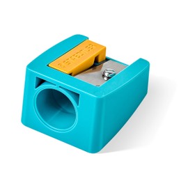STAEDTLER Sharpener Buddy 514 10KP10 Child-friendly Extra Thick Especially Suitable for Colouring Pencils with Approx. 14 mm Diameter, Blade Guard and Finger Guard for Maximum Safety, Turquoise Sun