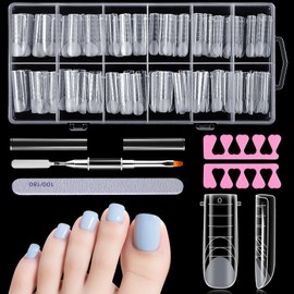 MELLIEX 120 PCS Toe Nail Forms for Extension & Build, Reusable Full Cover Dual Forms Long Square Nail Mold,12 Sizes