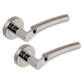 Excel Architectural XL3845 Ultra Passage Door Handles on Round Rose, Satin/Polished Chrome