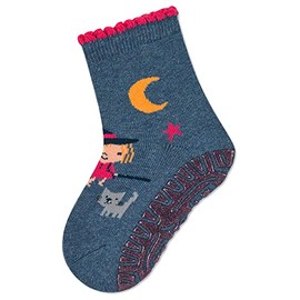 Sterntaler Baby Girl Tile Socks Baby Glitter Speedster Air Witch Stockings Mottled - Tiles Non-Slip Socks Baby with Full Plush, Ink Blue Mottled