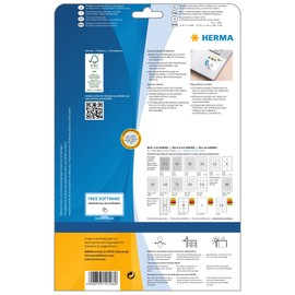 HERMA 10108 Universal Etiketten ablösbar, 25 Blatt, 40 x 40 mm, 24 pro A4 Bogen, 600 Stück, selbstklebend, bedruckbar, matt, quadratisch, blanko Papier Klebeetiketten Aufkleber, weiß