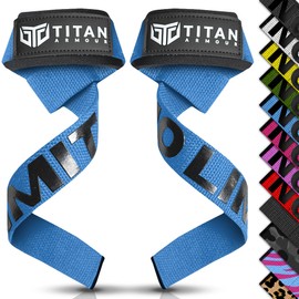 Titan Armour® Weight Lifting Straps | Extra-Long Neoprene Padded Heavy-Duty Weightlifting Straps | Deadlifts | Anti-Slip Gel Option | Gym Accessories Men & Women (Blue (Gel Grip))