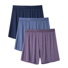 DAVID ARCHY Micro Modal Underwear Soft Mens Boxer Shorts Loose Breathable Boxers for Men 3 Pack(M,Moonlight Blue/Navy Blue/Gray Violet)
