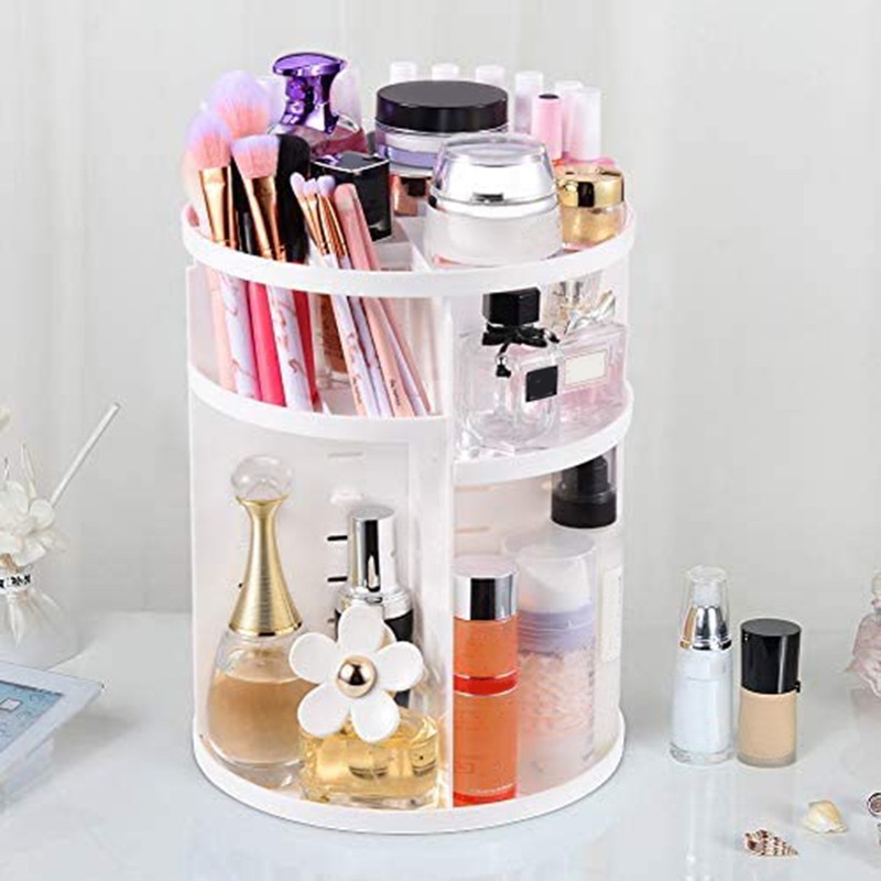 360°旋转化妆品收纳盒（白色）-K