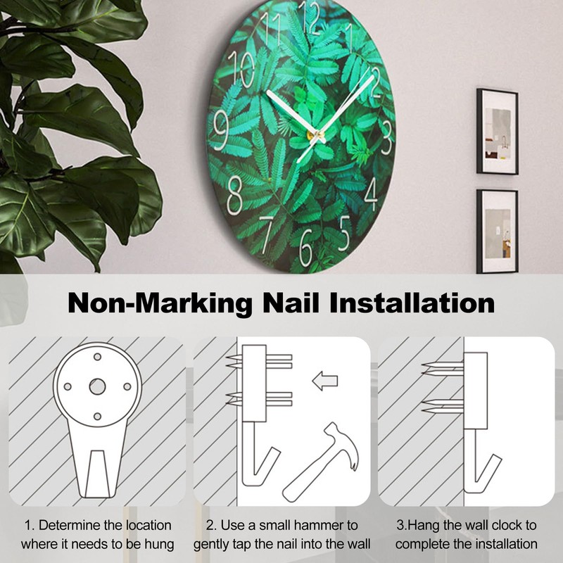 Ergocar Glass Wall Clock Silent Scanning Mechanical Round Glass Wall