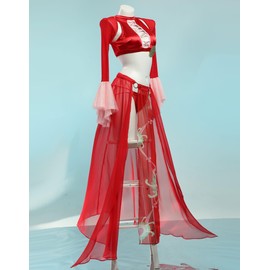 haikyuu Women Cosplay Swimsuit with Wrap Skirt Anime Two Piece Bathing Suit Halter Rave Swimwear Red