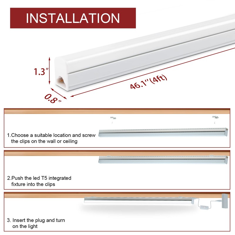 Kihung 8 Pack LED Shop Light 4FT, 20W 2200lm 6500K