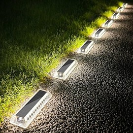 Lacasa Solar Deck Lights, Solar Light Outdoor Waterproof IP68, 8 Pack Solar Powered Pathway Yard Driveway Step Landscape Lights, LED Lighting 50LM for Garden Path Walkway Stair Patio, Cool White 6000K