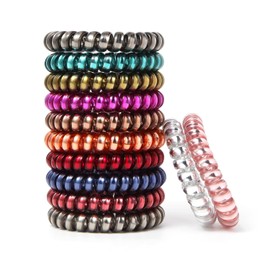 Lazos para el cabello en espiral sin arrugas, coloridos lazos para el cabello sin rastro, lazos elásticos para el cabello, cordones para el teléfono, bobinas impermeables para mujeres y niñas, bobinas de pelo sin arrugas, multicolor, 12 unidades (color A)