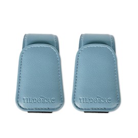 TILDOSAC 2 Pack Sunglasses Holder for Car Visor, Leather Magnetic Sunglass Holder for Car with Clip (Blue)