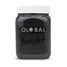 Global Colours Black - BodyArt Paints - 200ml | Artist Paints
