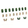 Square Green Press on Nails Short Medium Fake Nails Glitter