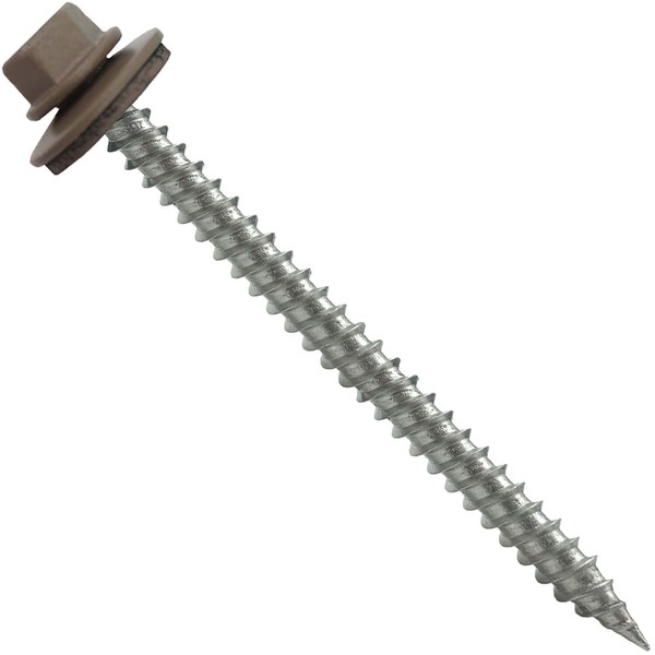 Stainless Steel Metal Roofing Screws (250) 9 x 2-1/2" Buckskin