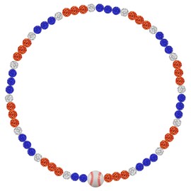 Baseball Necklace for Men and Women, Sparkle Pollyanna Bling Rhinestone Ice Necklace in Team Colors for Fans of a Well-Known New York Baseball Team (21 inch)