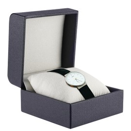 ALLUREPACK Premium Weave Texture Pillow-Style Watch Box & Bangle Box for Men & Women - Soft Ivory Suede Interior Bracelet/Bangle & Watch Case - Ideal for Watch & Bracelet Jewelry Gift Box Display