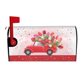 Joyidec Mothers Day Tulips Truck Mailbox Covers Magnetic Letter Post Box Cover Mail Wraps Garden Decorations Standard Size 21 X 18 in