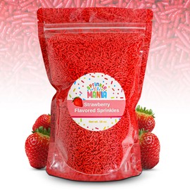 Flavored Strawberry Sprinkles for Ice Cream Drinks & Cake - Our Edible Strawberry Sprinkles Taste Just Like Strawberries - Our Flavored Jimmies Use Cane Sugar & Are Free from Red 3 & Red 40 (16oz)