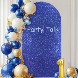 Sparkly Royal Blue Arch Backdrop Cover 7.2 FT Spandex Fitted Arch Cover, Double Duty Sequin & Fabric Wedding Arch Cover for Birthday Party Baby Shower Graduation Prom Photo Backdrop Decoration