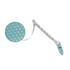 The Quilted Bear Polka Dot Tape Measure - Retractable Tape Measure with Double-Sided Metric and Imperial Tape Measure for Sewing, Dressmaking or Body Measuring Tape, 150 cm (Blue Dot)