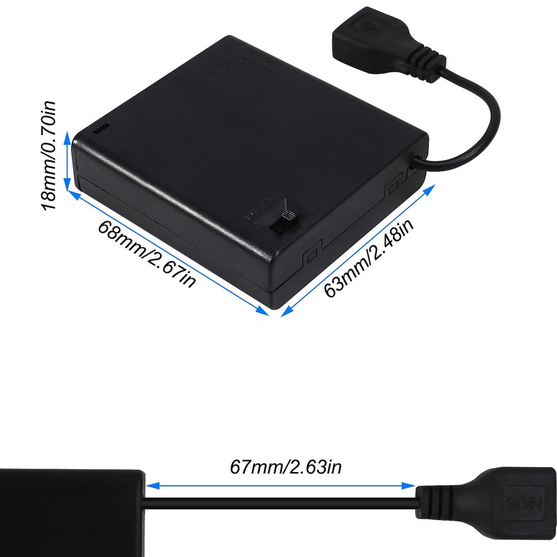 AEDIKO 2pcs 4 AA Battery Holder USB Switch 6V USB