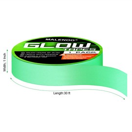 Glow in The Dark Tape 1 Inch x 30 ft Green Fluorescent Spike Sticker Continuous Luminous Tapes for Easter Theater Stage Party Wall Step Emergency Exit 6-8 Hours