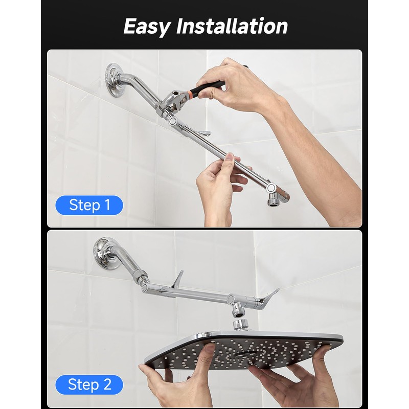 Veken 11.8" Rain Shower Head, Rectangular Rainfall Showerhead with 11"