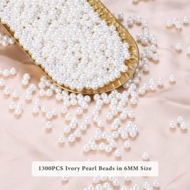 AceFun Pearl Beads for Jewelry Making 1300pcs 6mm Pearl Craft Beads with Hole Loose Fake Pearls Small Faux Pearls for Jewelry Making Bracelet Necklace DIY, Sewing Decor and Vase Filler