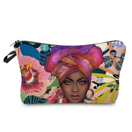 Livel lhood Black Girl Cosmetic Bag for Women Cute Small Makeup Bag for Purse Travel Toiletry Zipper Pouch for Girls Gift for Sisters Black Girl Makeup Bag for Her