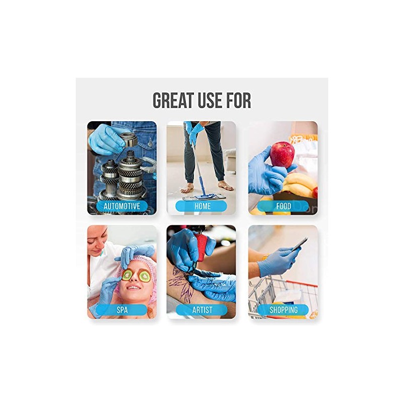 SereneLife SLGLVNIT100SM - Guantes desechables de nitrilo y vinilo (100