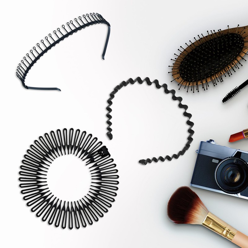 6 Pack Elastic Comb Hair Bands for Women with 2