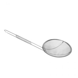 TrueCraftware- 8-3/4-Inch Round Fine Mesh Wire Skimmer 10-7/8" Handle Length Nickel Plated- Kitchen Utensil Food Strainer Skimmer Spoon for Cooking Sieve Sifters Rice Quinoa Pasta Fruits Vegetables