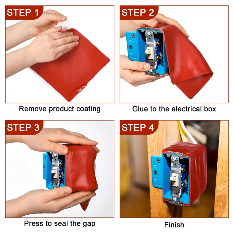 Nuanchu 4 Pcs 7x7 Inches Acoustic Outlet Soundproofing Putty Fire